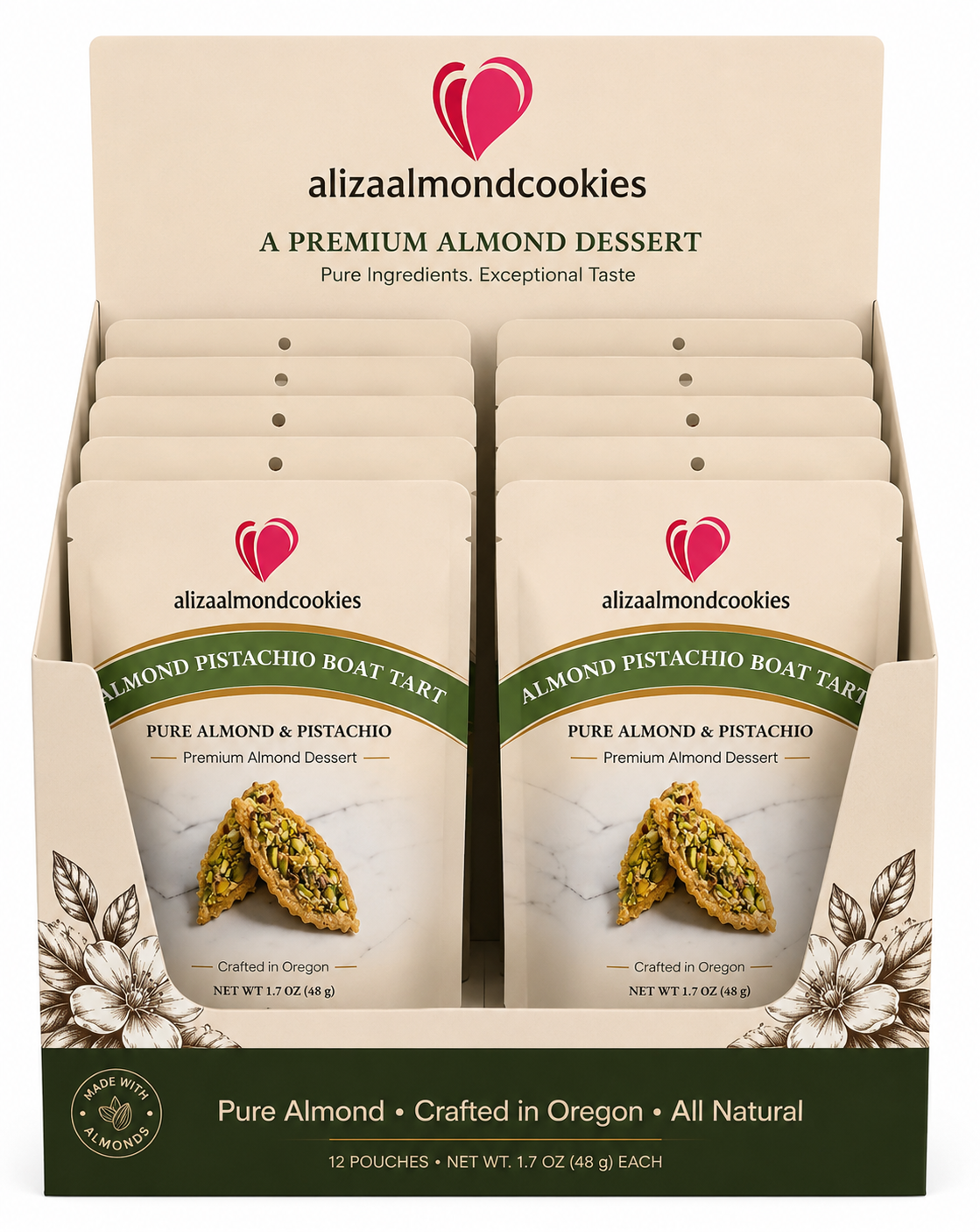 Almond Pistachio Tart Counter Display – 12 Pouches
